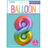 Rainbow Number 8 Foil Balloon 86cm-