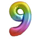 Rainbow Number 9 Foil Balloon 86cm-