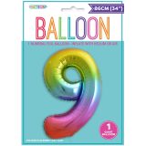 Rainbow Number 9 Foil Balloon 86cm-