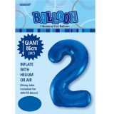Royal Blue Number 2 Foil Balloon 86cm-
